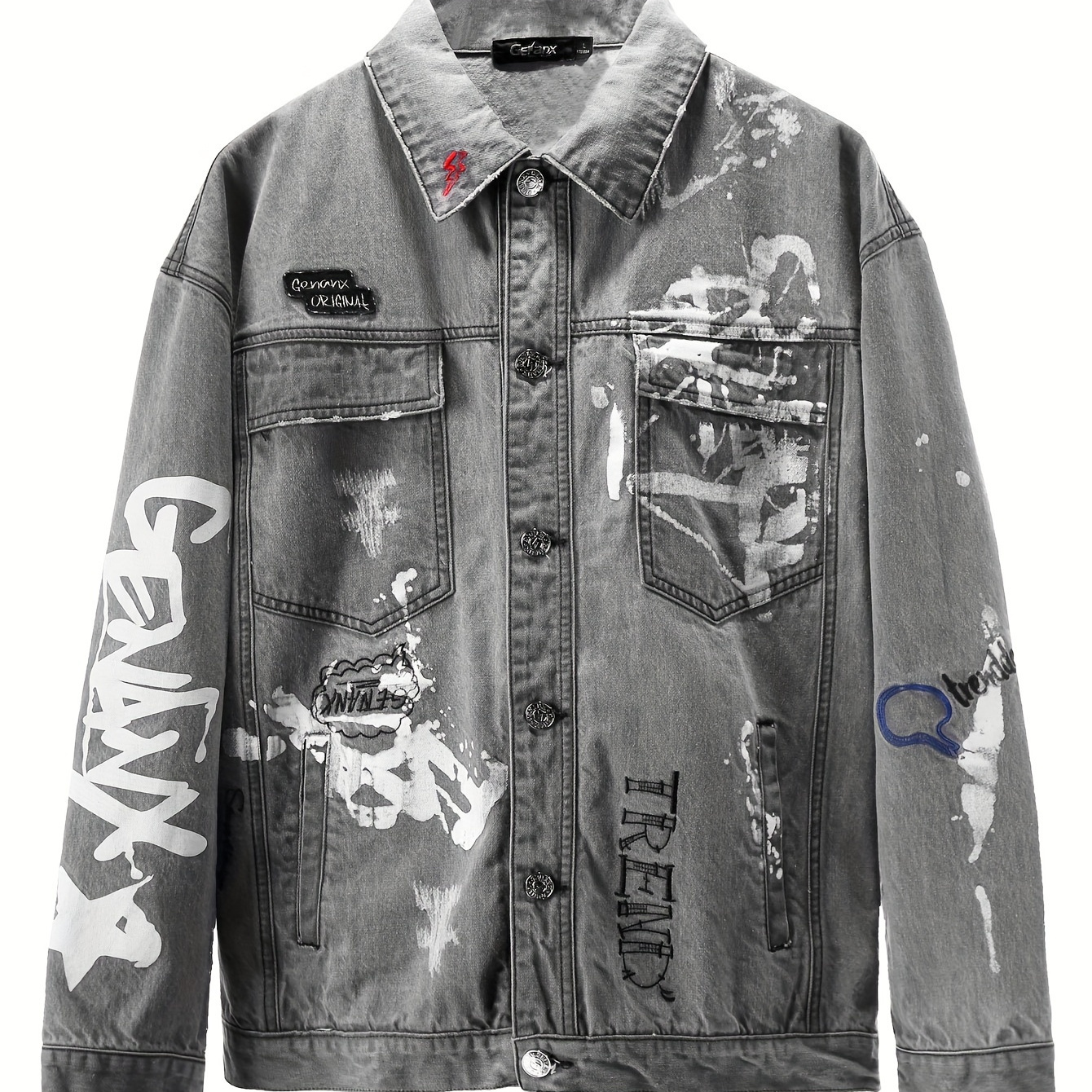 mens graffiti denim jacket