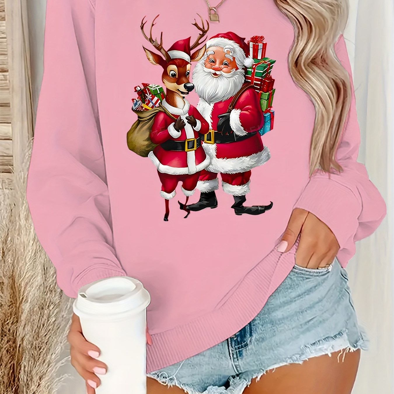 

's Christmas & Santa Sweatshirt - , Long Pullover For Fall/