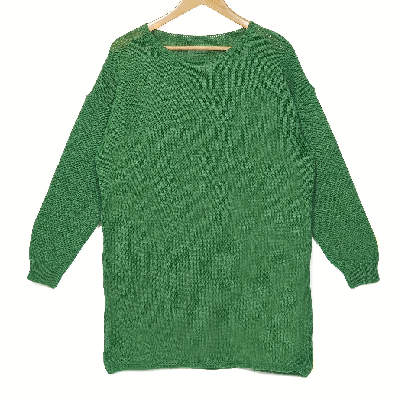 

Elegant Oversized Cuff Collar Sweater For Women - Soft Polyester Knit, Solid Color, Fall & Spring Casual Wear