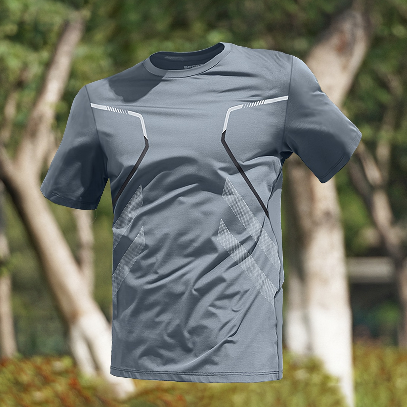 

T-shirt De Sport À Séchage Rapide Pour Hommes, Haut Respirant À Manches Courtes Et Col Rond En Polyester Pour À Pied, La Et L'entraînement.