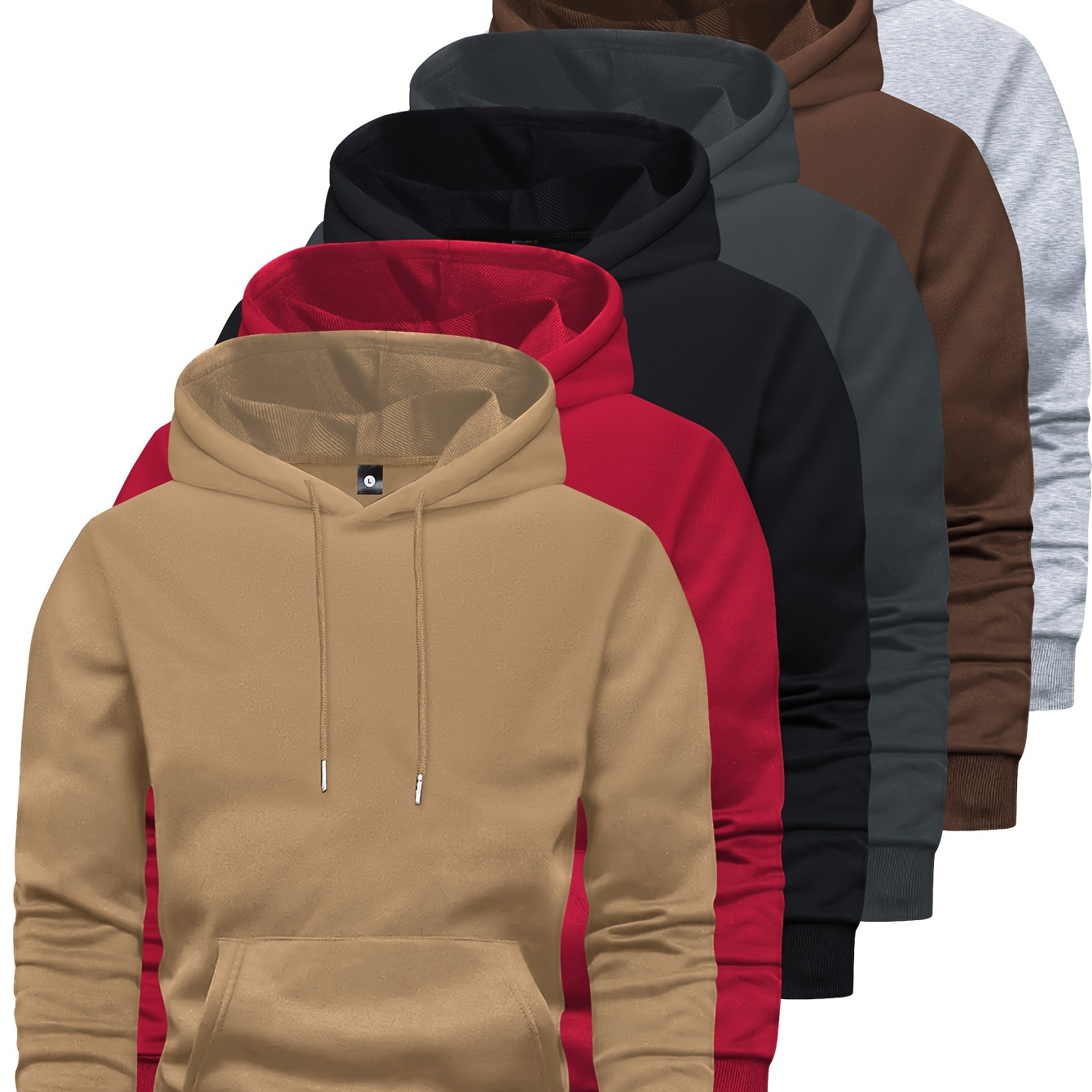 

Ensemble de 6 Sweat-shirts à Capuche pour Hommes à Manches Longues, Couleur Unie, Tissu en 100% Polyester, Coupe Régulière avec Poches, Style Sportif pour Activités Extérieures, Cadeau Idéal