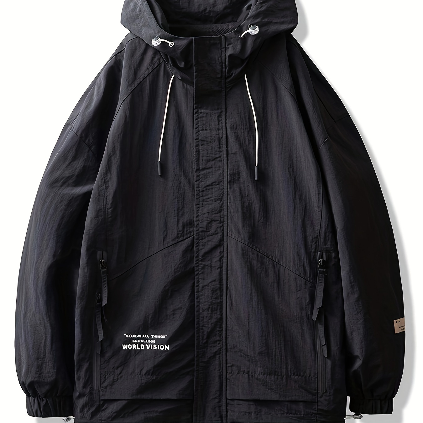 

's Hooded Windbreaker Jacket - Waterproof, Casual Nylon Outerwear With Pockets For Spring & Fall