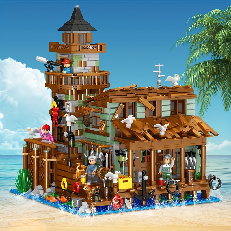 Fishing Village Hut Building Block Diy Puzzle Microparticle - Temu