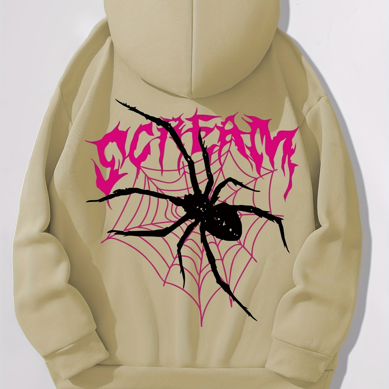 

Women's Casual Spider Print Hoodie - Soft Polyester, Machine Washable, With Front Pocket, Ideal For Fall/winter