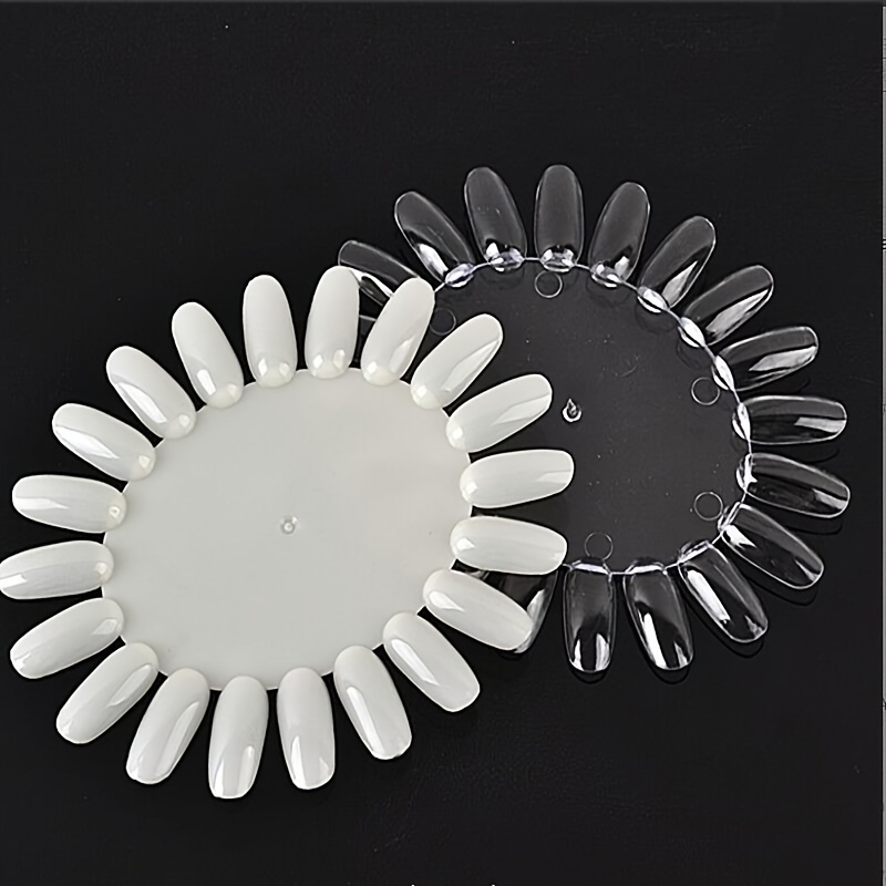 

3pcs Plastic Nail Wheels - 20 Tips , Clear & With Metallic , Manicure Polish Display & Practice, Hypoallergenic Nail Art Tool, Nail Tech Supplies