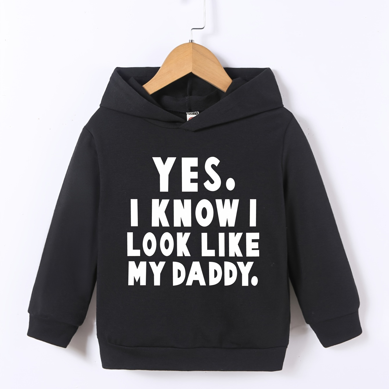 

Yes I Know I Look Like My Daddy Letter Print Boys Casual Pullover Long Sleeve Hoodies, Boys Sweatshirt For Spring Fall, Kids Hoodie Tops Outdoor