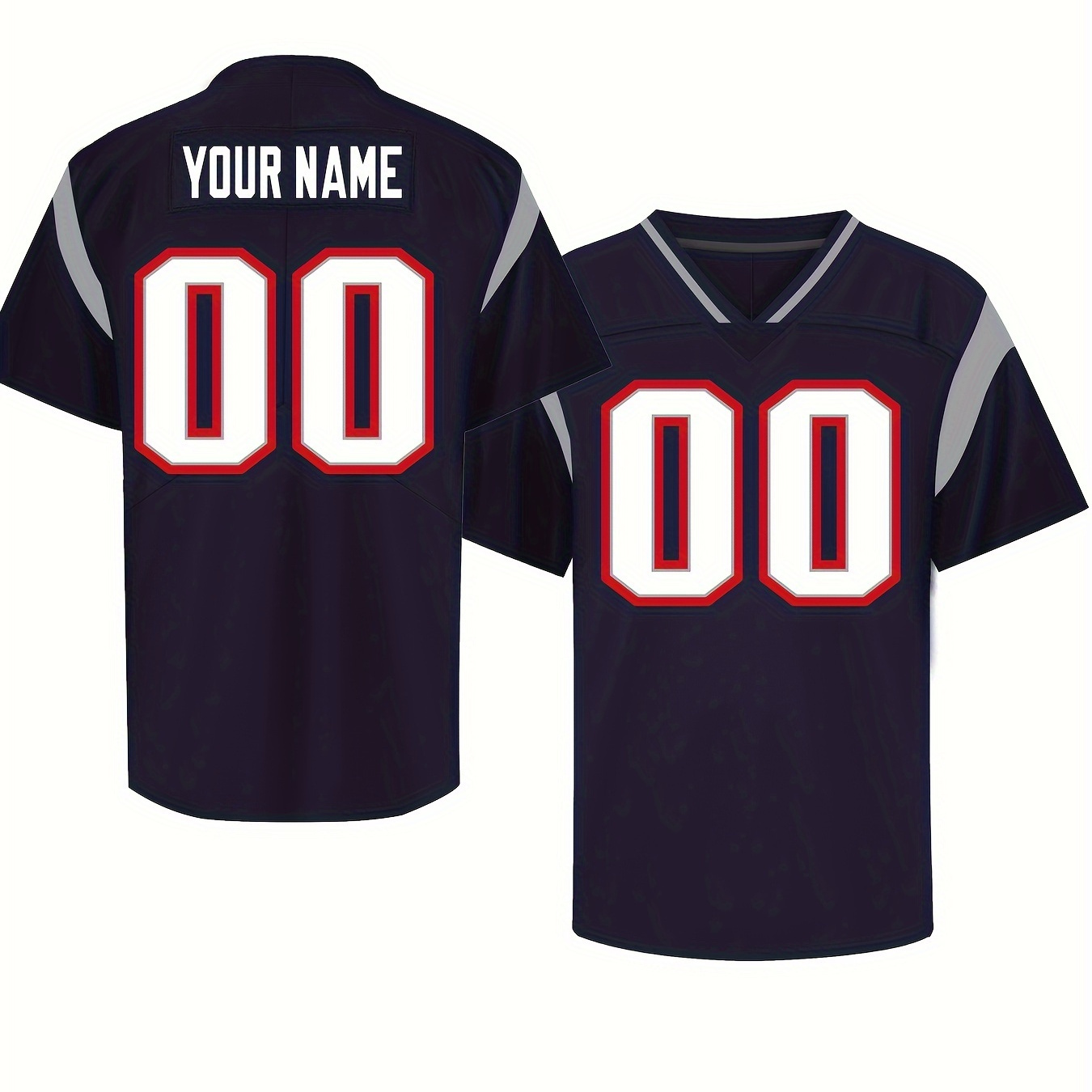 

Customized Name And Number Design, Men's Short Sleeve Loose V-neck Embroidery Personalized American Football Jersey, Outdoor Rugby Jersey For Team Training