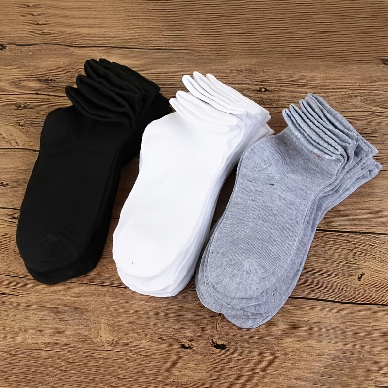 

5 Pairs Simple Solid Socks, Comfy & Breathable Sports Short Socks, Women's Stockings & Hosiery