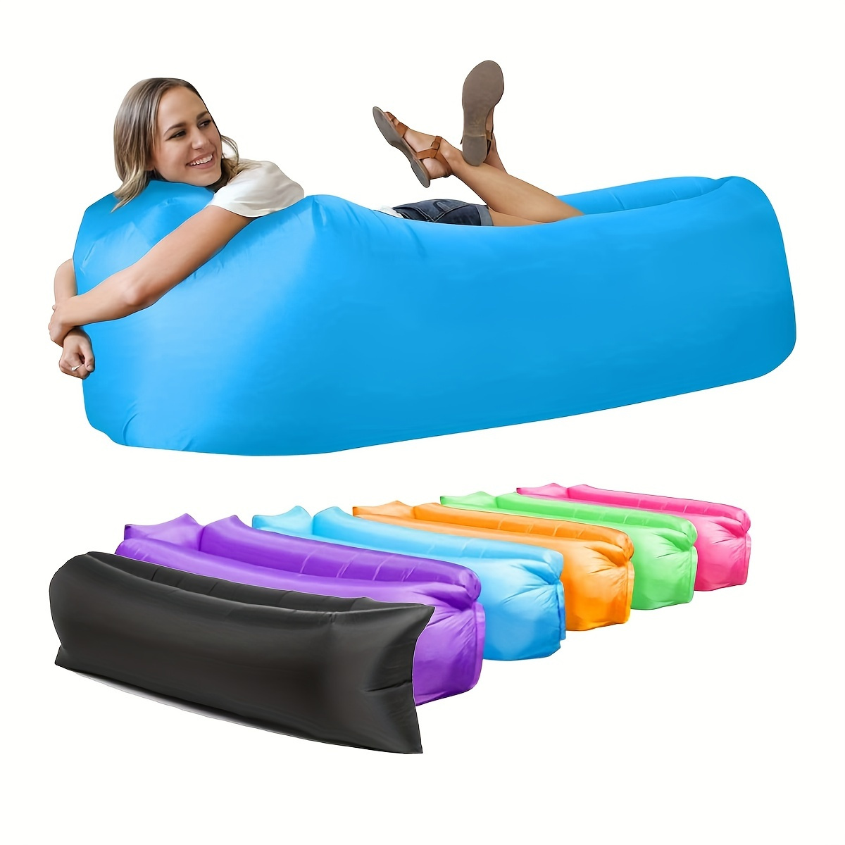 

Portable Inflatable Lounger - Waterproof, Perfect For Beach, Camping, Picnics, And Music Festivals - Comfortable Lazy Sofa