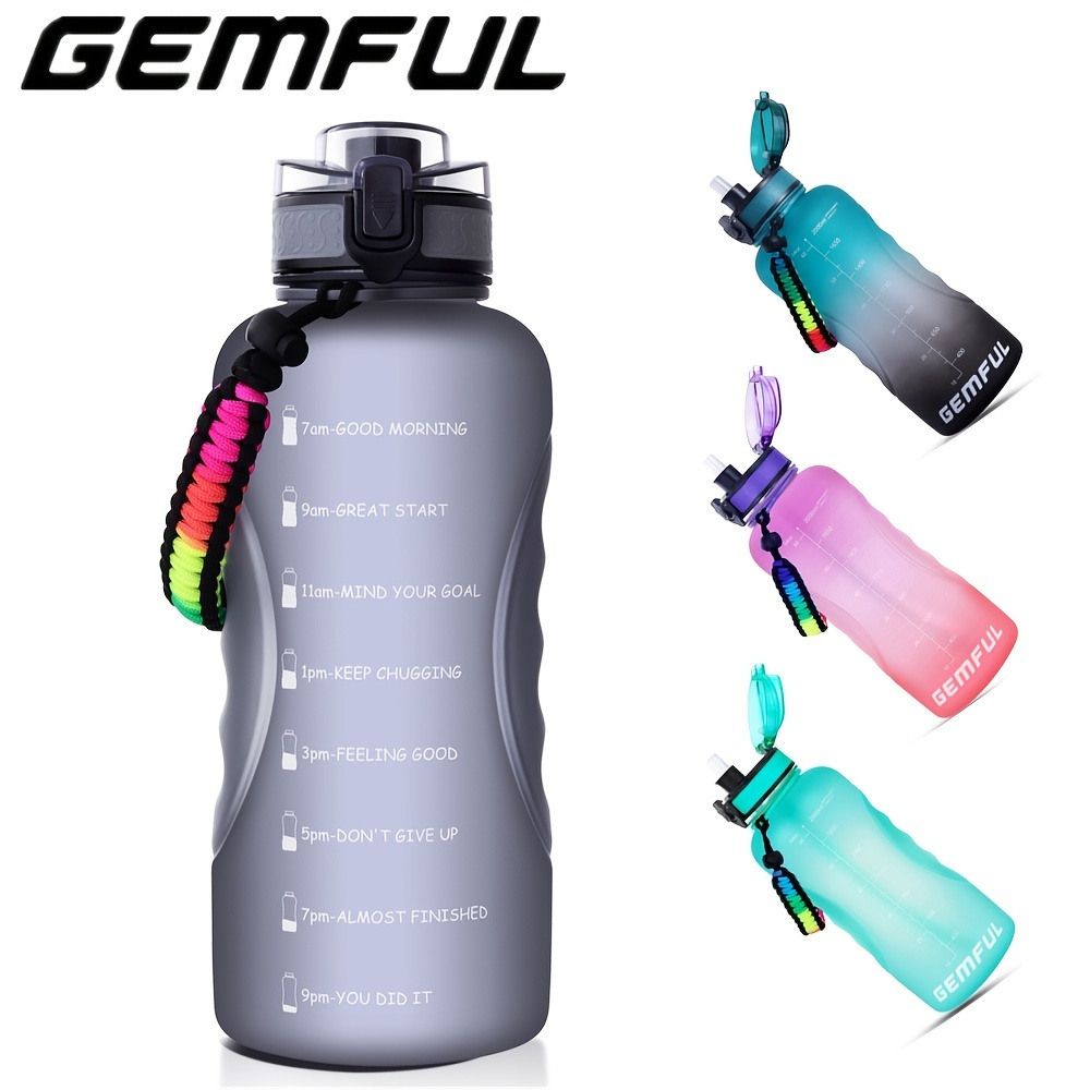 GEMFUL 3 Liter Large Water Bottle Inspirational BPA Free with Time