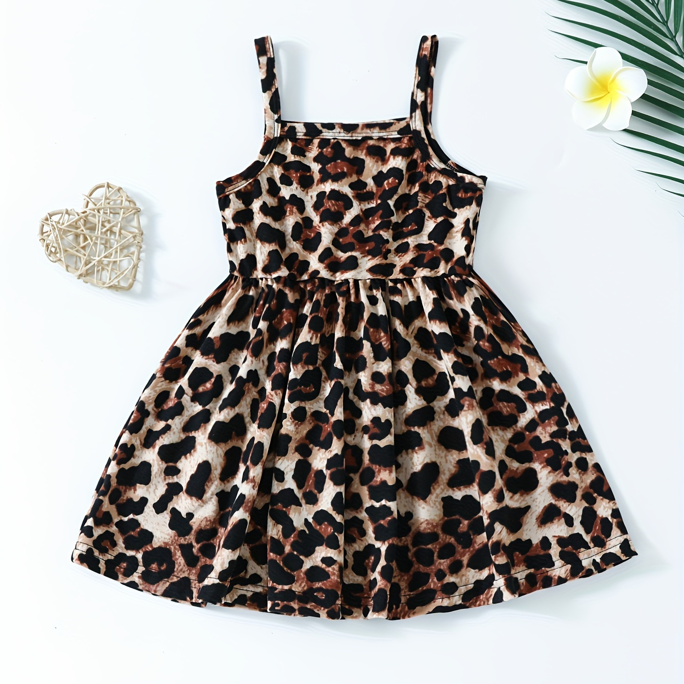 

Baby's Trendy Leopard Pattern Sundress, Casual Sleeveless Dress, Infant & Toddler Girl's Clothing For Summer/spring, As Gift