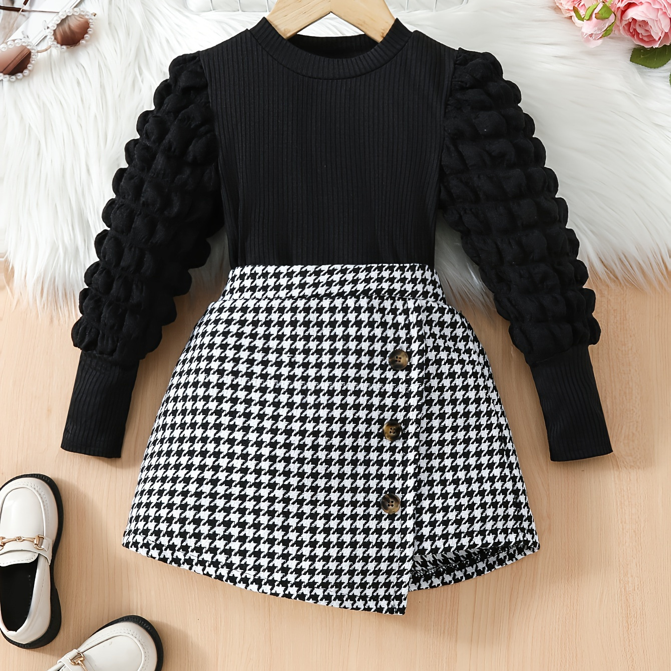 

Toddler 2pcs, Long Sleeve Top + Pattern For Summer Fall