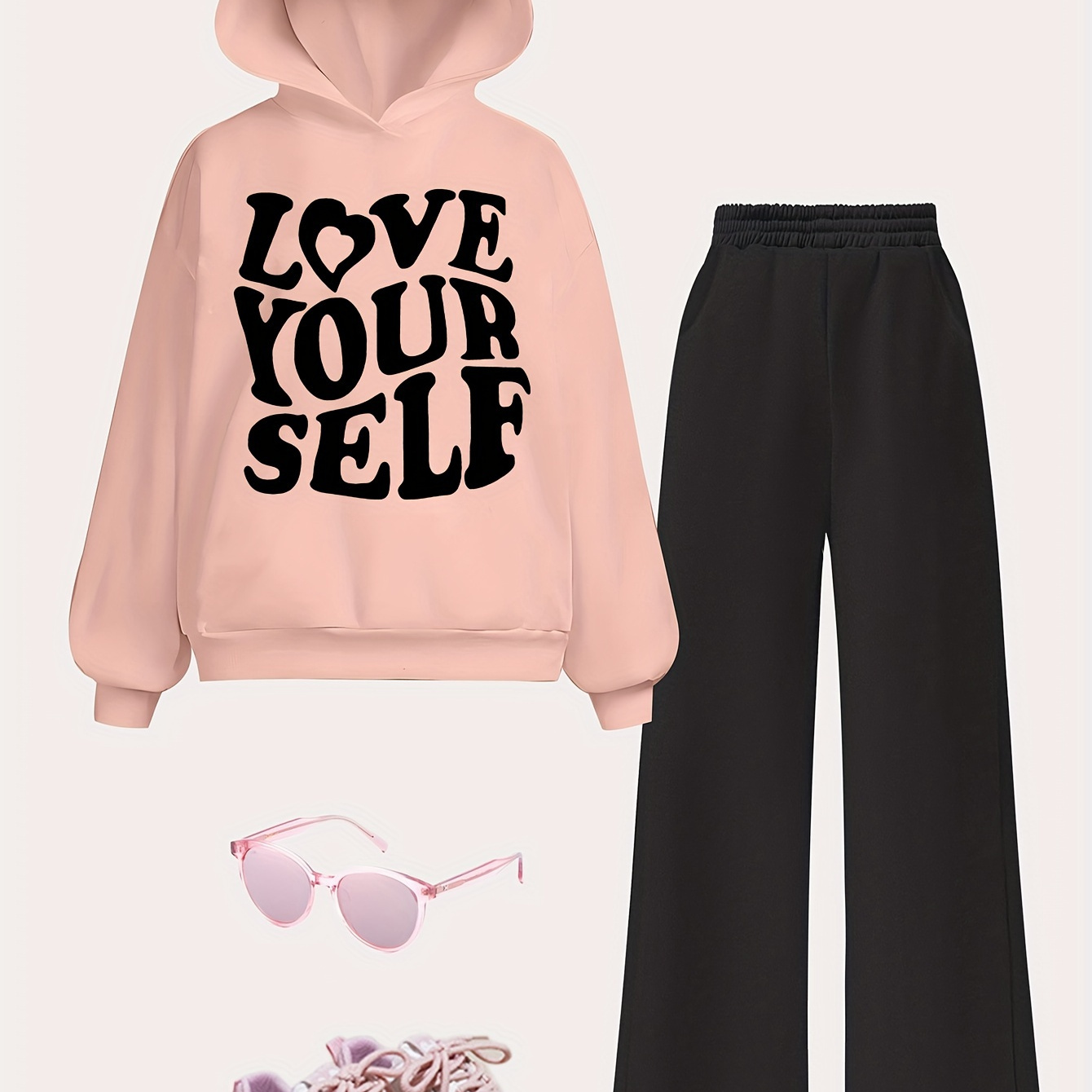 

's / Polyester Streetwear & -leg Pants Set