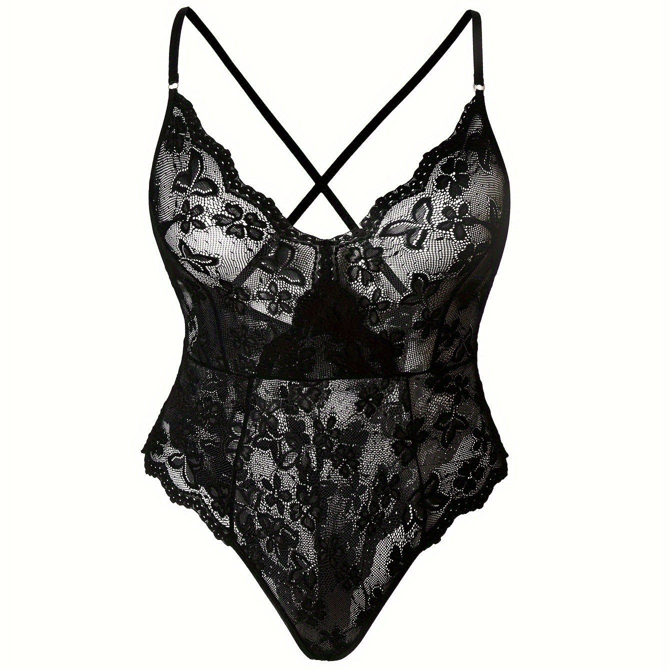 Plus Size Sexy Lingerie Bodysuit Women's Plus Floral Lace - Temu Germany