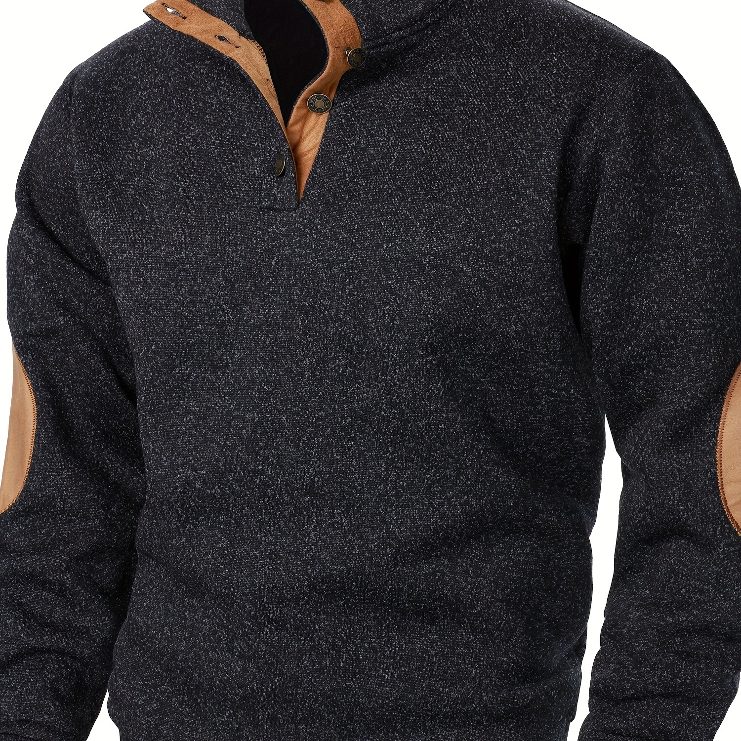 

Men's Color Blocking Patched Stand Collar Sweater For Autumn And Winter, Casual As Gift