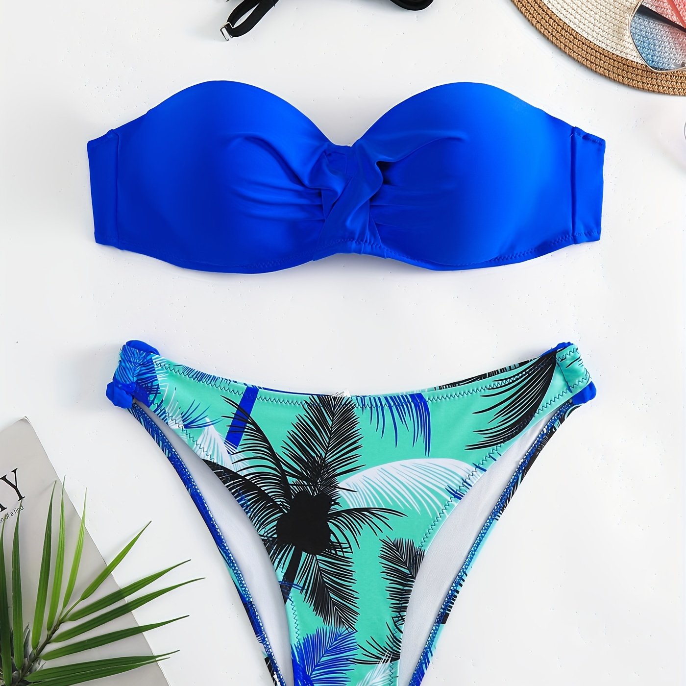 

Ensembles De Bikini Sexy Graphique De Plantes, Maillot De Bain Deux Pièces À Dos Nu Avec Dos Noué Et Coupe Haute, Vêtements Et Maillots De Bain Pour Femmes