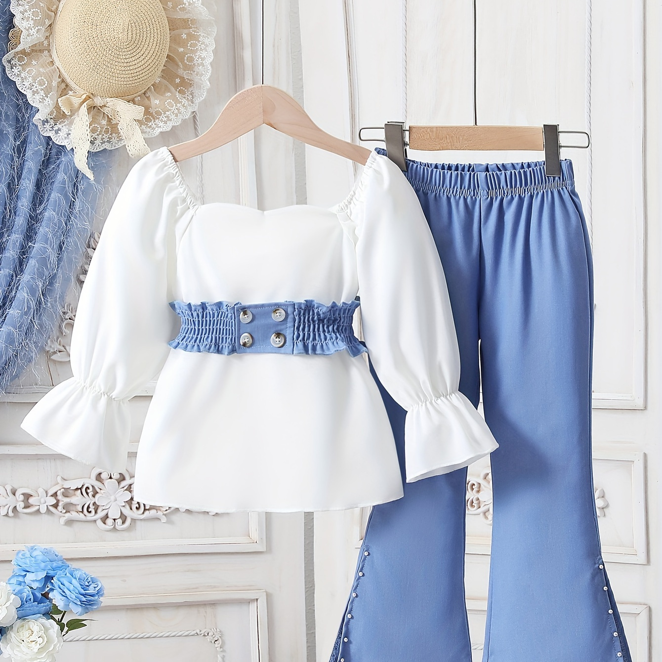 

Girl's 2pcs Long- Top + Pants Set - For Strolling, & Fall Clothes,