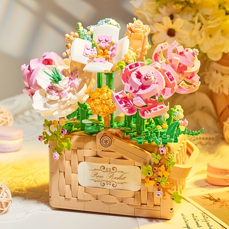  Flower Bouquet Building Kit, 524 Pcs Mini Bricks Building  Blocks Sets, Forever Rose Decorated Flower with Dust Cover, Valentine's Day  Gifts for Her Mom Women Girlfriends Valentines Day Gifts for Him 