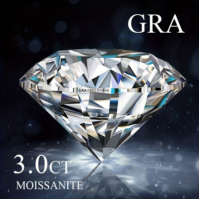 GRA Certified 3CT Round Moissan 3ct Loose Moissanites Stone For DIY Jewelry Making Loose Moissans, Ideal choice for Gifts