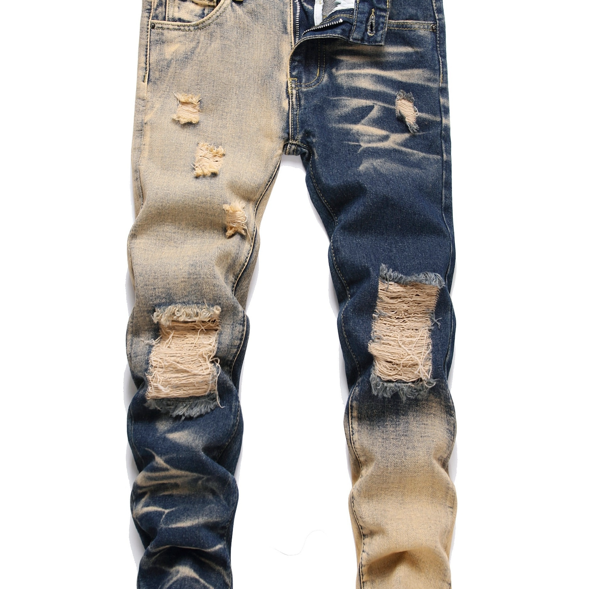 

Kid's Color Gradient Ripped Jeans, Denim Pants With Pockets, Boy's Clothes For Spring Fall