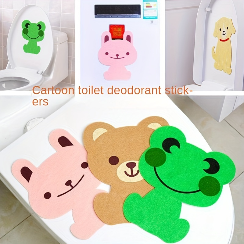 10 PCS Dessin animé Animal Salle de bain Stickers désodorisant de toilette  feutre épaissis (grenouille)