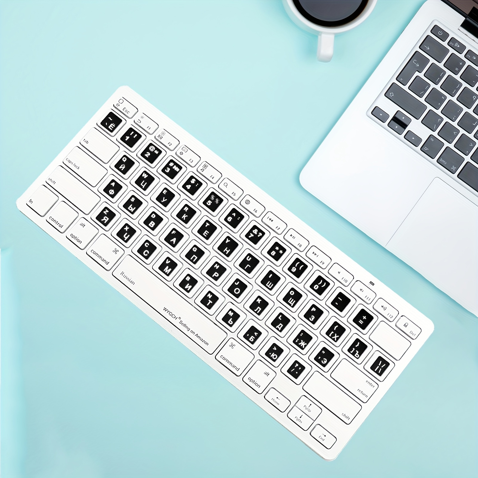 Pegatinas de teclado para ordenador portátil, diseño del alfabeto, ruso,  español, portugués, árabe, coreano, francés, hebreo, japonés, PC de  escritorio - AliExpress