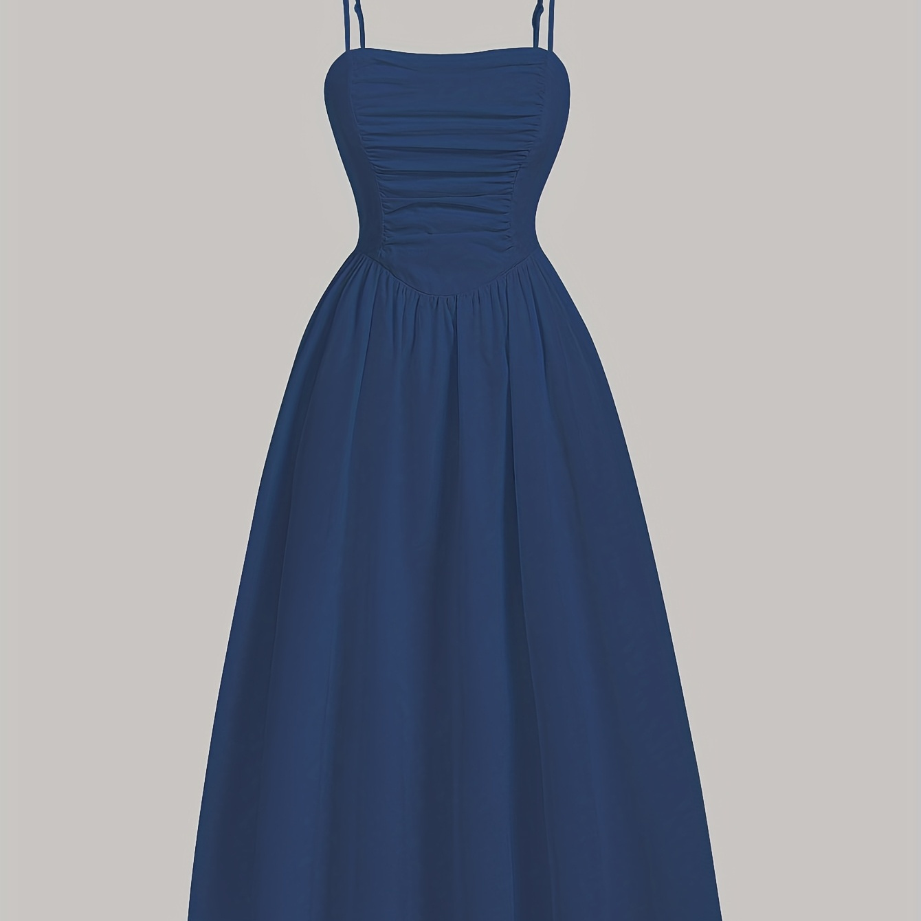 

Blue Off-shoulder Midi Dress With Ruched Detail - Polyester, Machine Washable, Ideal For Spring/summer