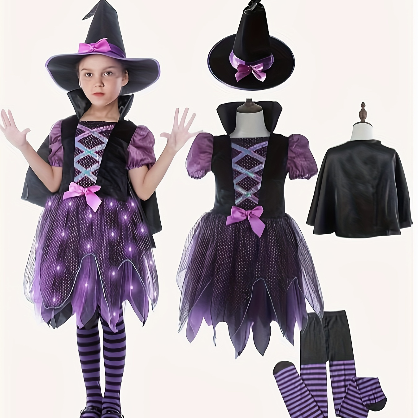 

Girl's Stylish Halloween Dressed-up Set, Princess Tutu Dress Outfits For Halloween Carnival Party Gift Performance