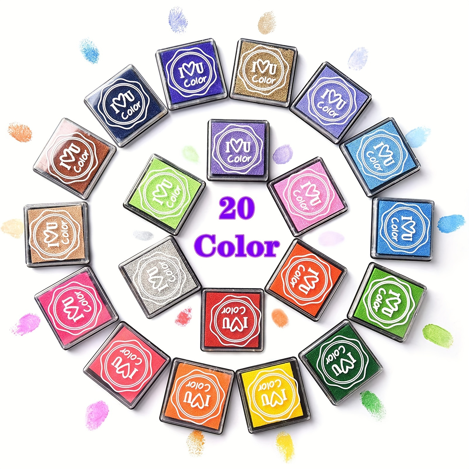 7 Large Round Craft Ink Pads- 12 Colors Rainbow DIY Fingerprint Ink Pad Stamps Partner Washable Color Painting Card Making Stamp Pad for Kids