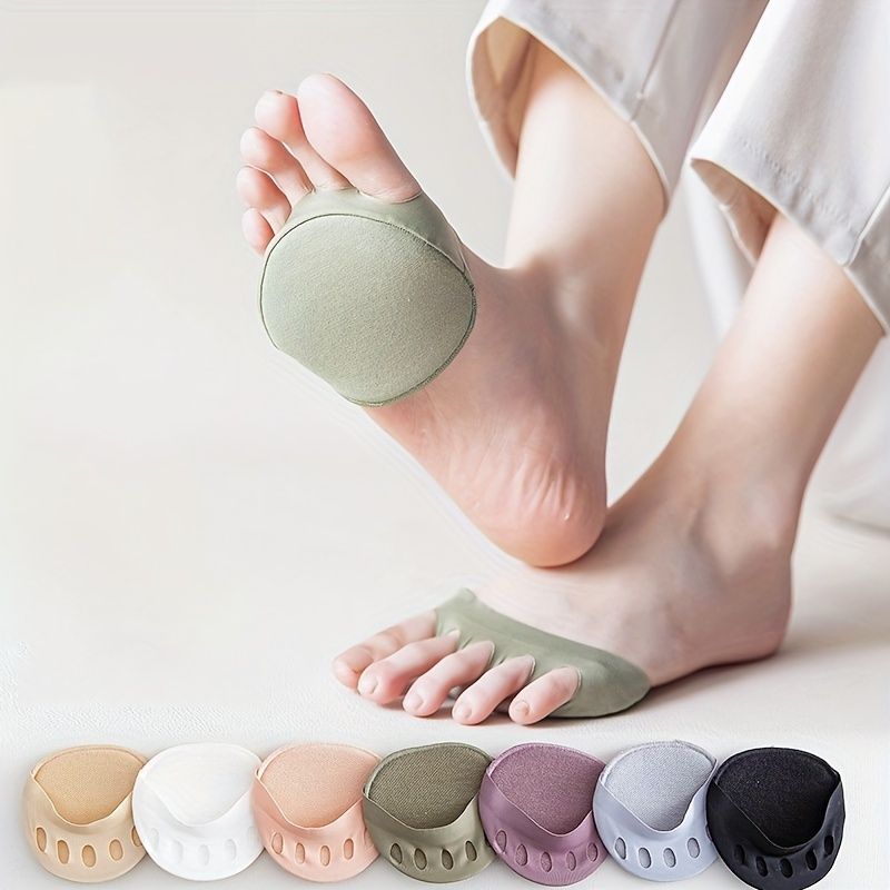 Women Toeless Pilates Silicone Non-slip with Fingers Toe Yoga Socks  Backless Breathable Cotton Dance Sports Ankle White Stocking - AliExpress