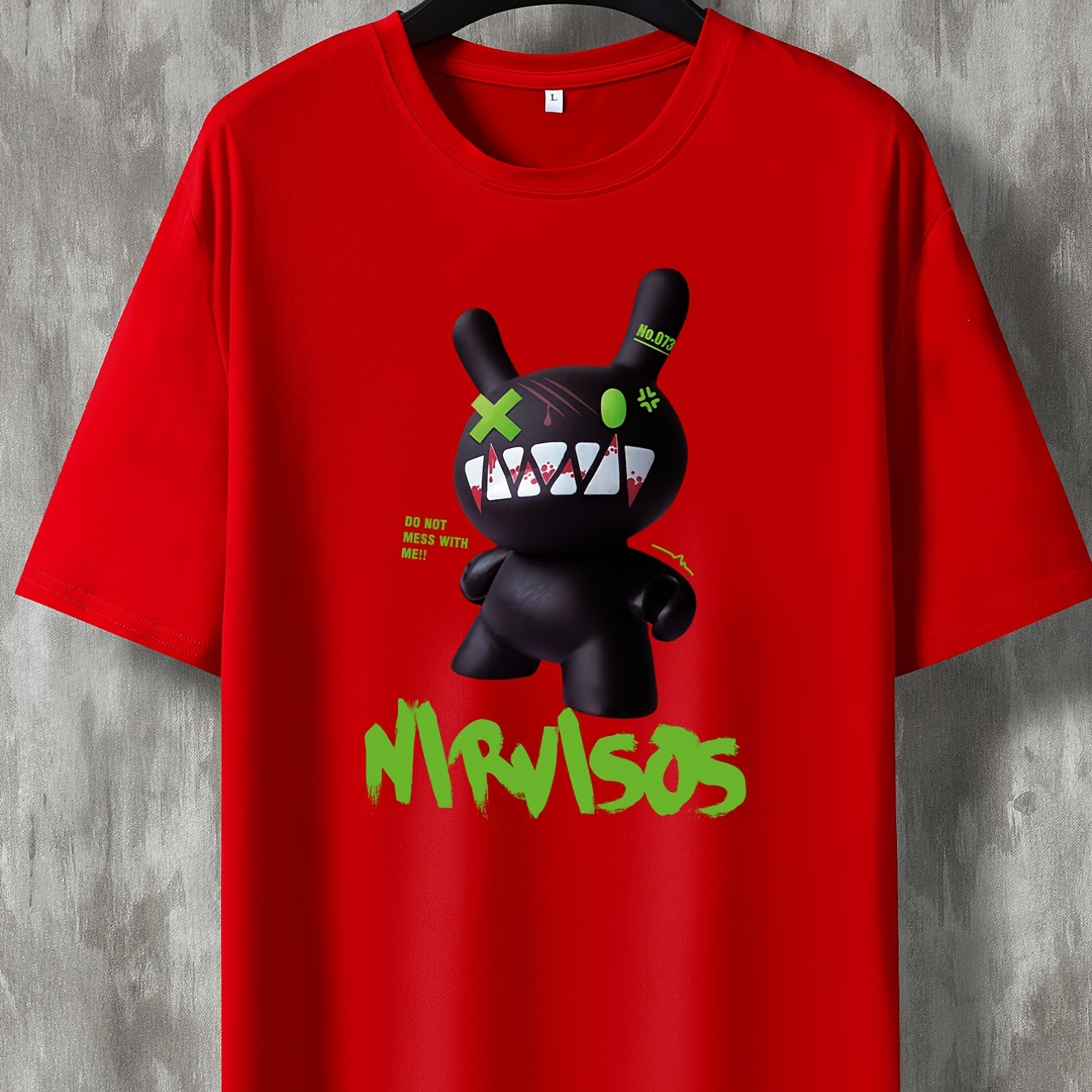 

Men's Trendy Oversized Cartoon Monster Print T-shirt, Short Sleeve Crew Neck Hip Hop Style Tees For Summer Plus Size