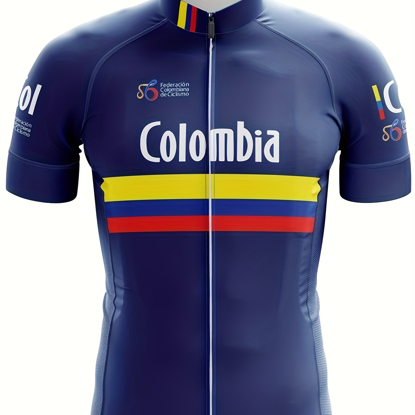 

Colombia Men's Cycling Jersey, Polyester & Spandex , Crew Neck, Short Sleeve, Stretch, Printed Sports Shirt With Zip Pocket, For Road & Mtb, Teens & Adults, Spring/summer/fall