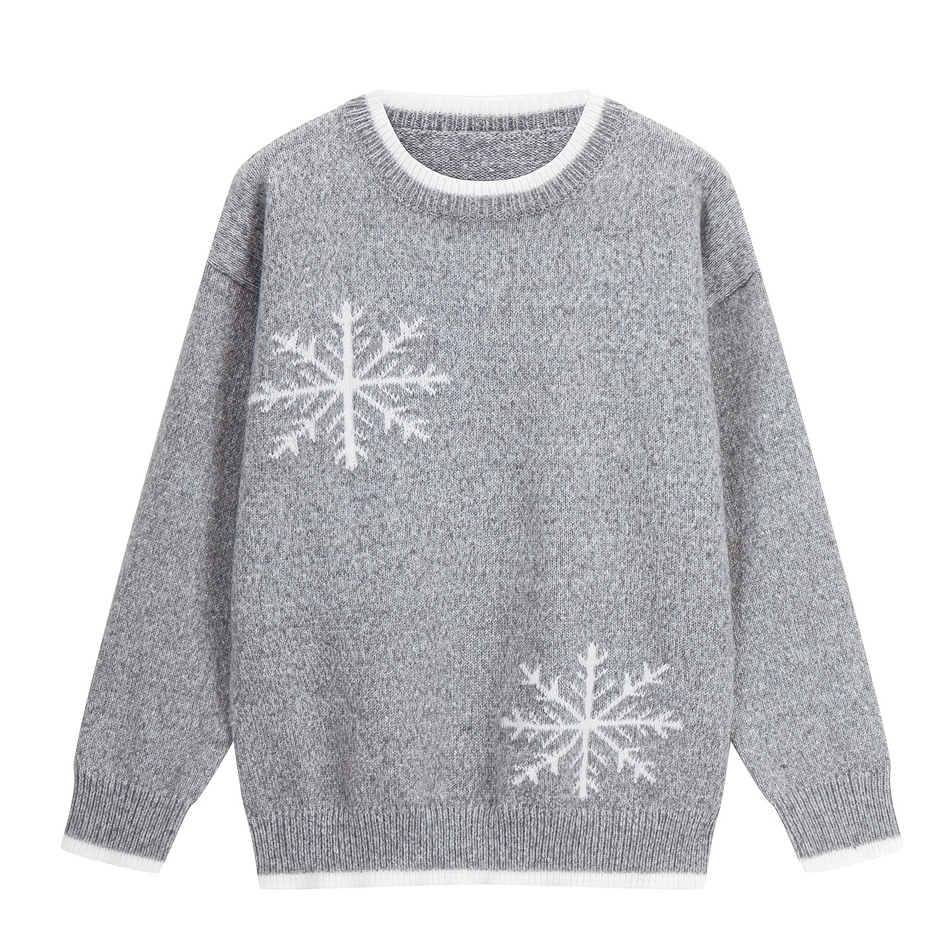 

1pc Pull élégant pour femme en - Polyester col rond manches longues avec motif géométrique pour la automne/hiver