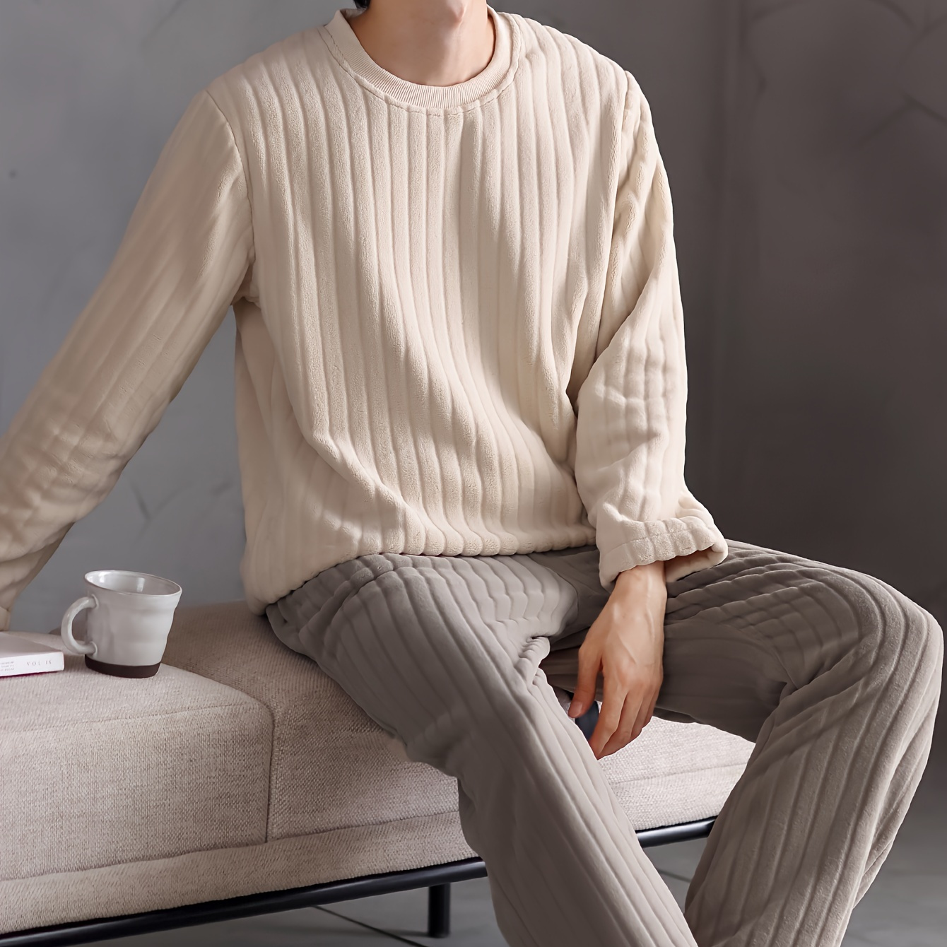 

Vêtements de en flanelle épais et pour hommes, ensemble pièces, pantalons à manches longues avec poches, portables à l'extérieur, [Marque + 20% de réduction] Pyjamas pour hommes automne et hiver