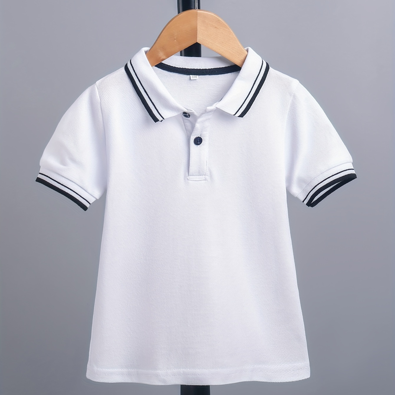 Boys Casual Plain Color Short Sleeve Lapel Collar T-shirt Clothes