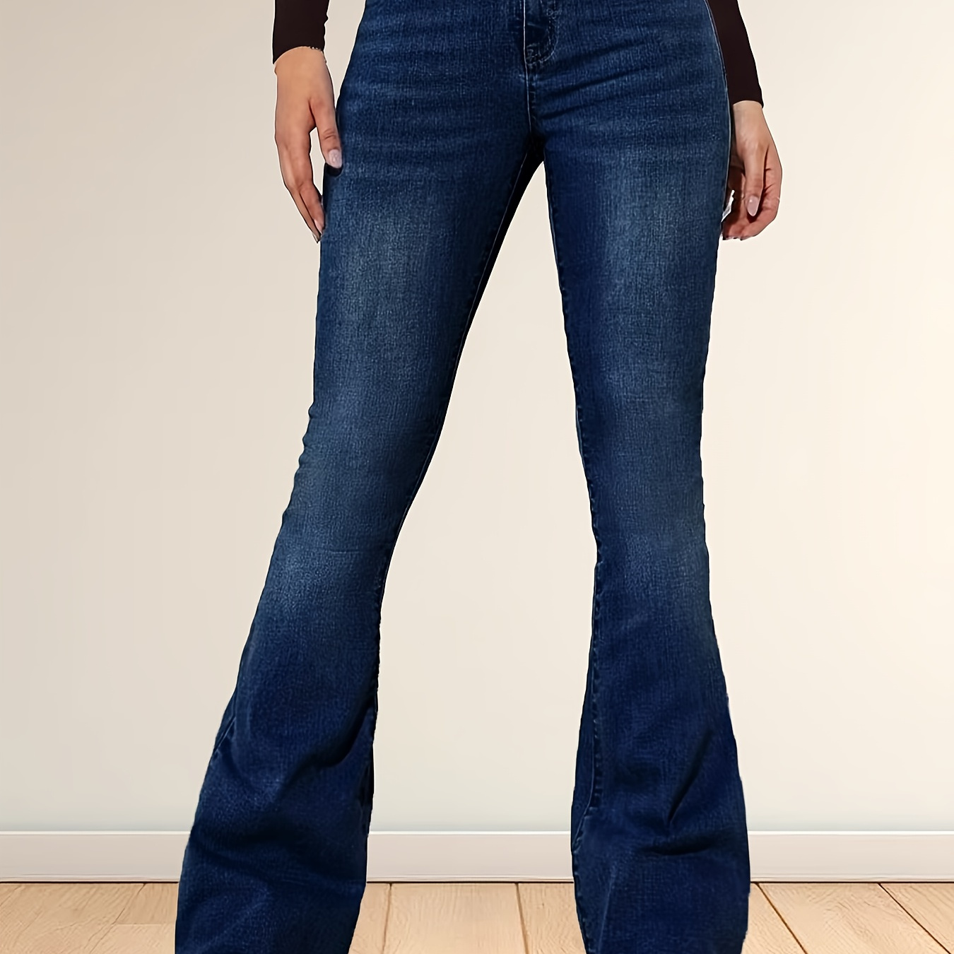 

Denim Flare Jeans: Casual, Long, Button-front, No Belt, Seasonal, Denim Material, Cat Print, Slight Stretch, Solid Color, Screw-top Closure, Woven Fabric