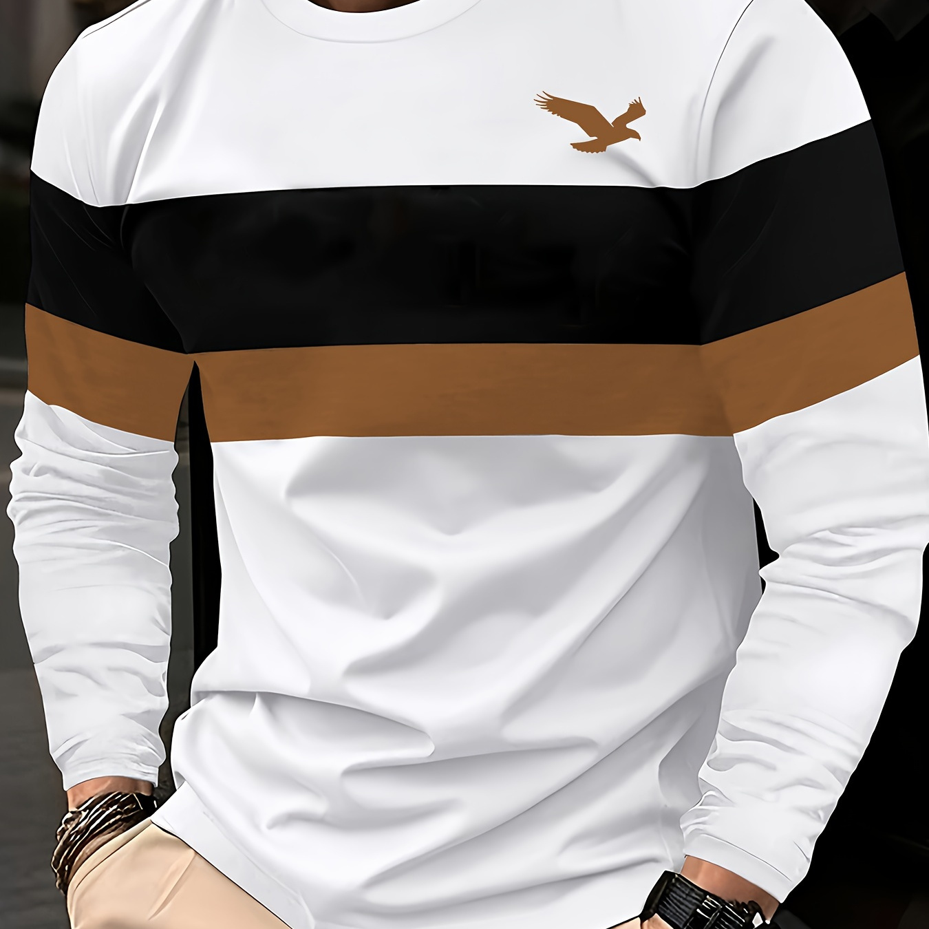 

Long Sleeve T- Eagle - Stretchy Polyester , For Fall &