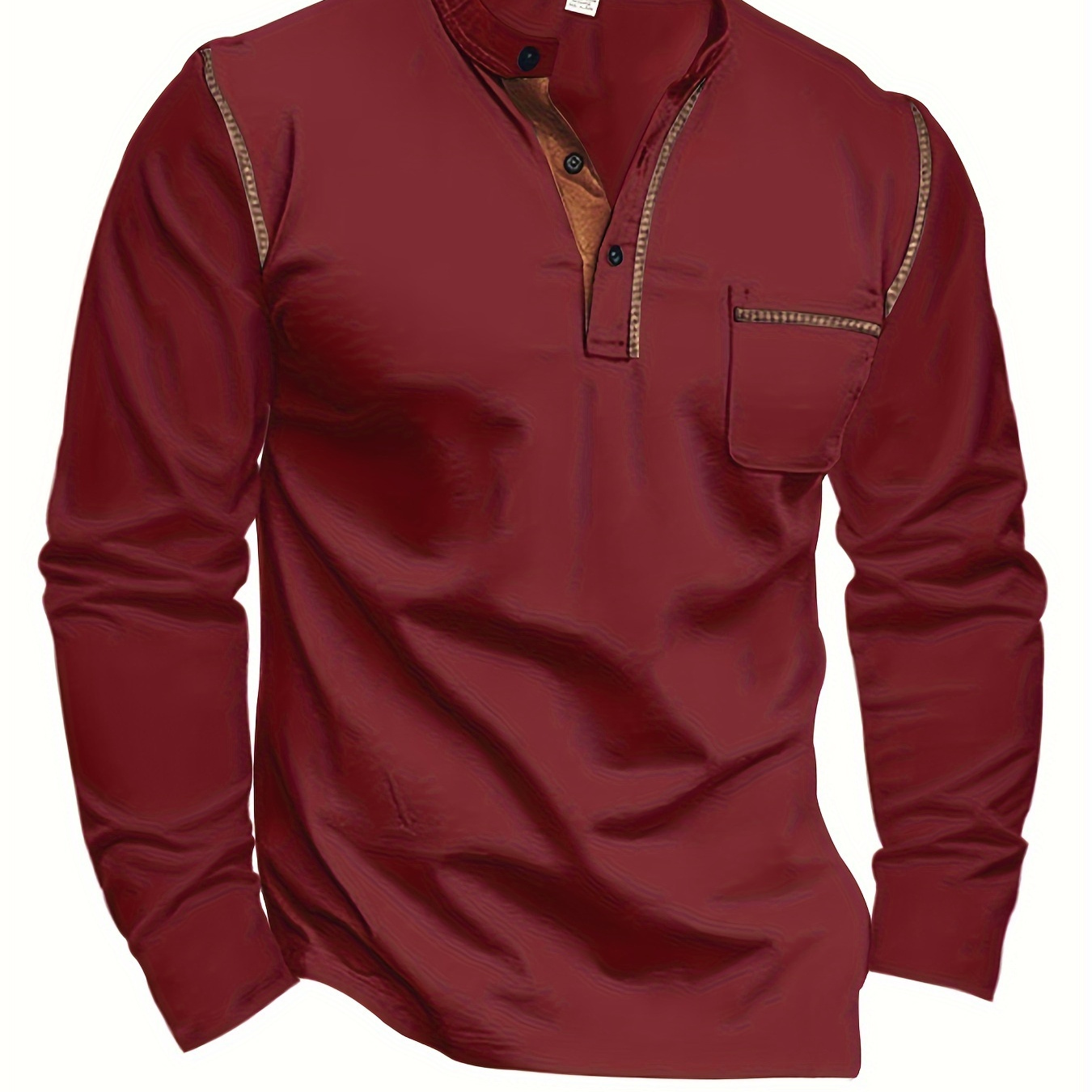 

Men's Long Sleeve Henley T-shirt, Breathable Comfy Top, Versatile For Casual Wear