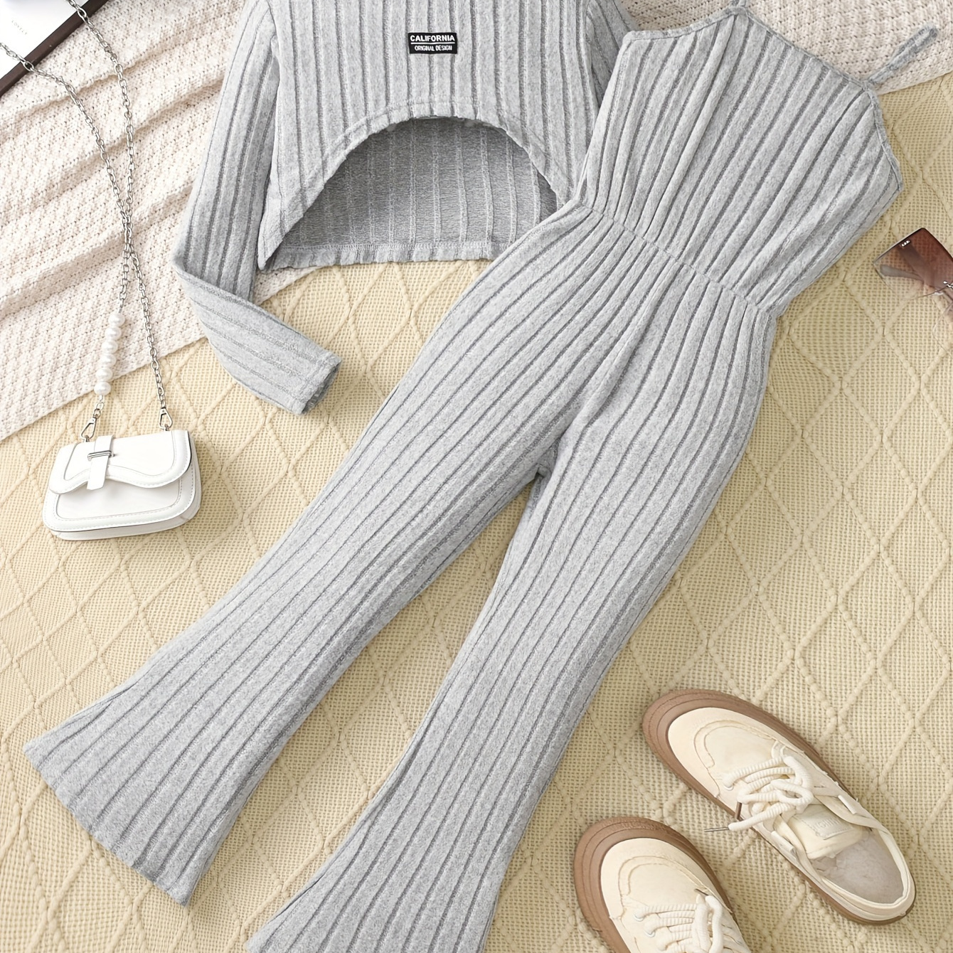 

Knitted Ribbed Sweater And Set - , , Long For , /fall - 's (95% , 5% Elastane), For