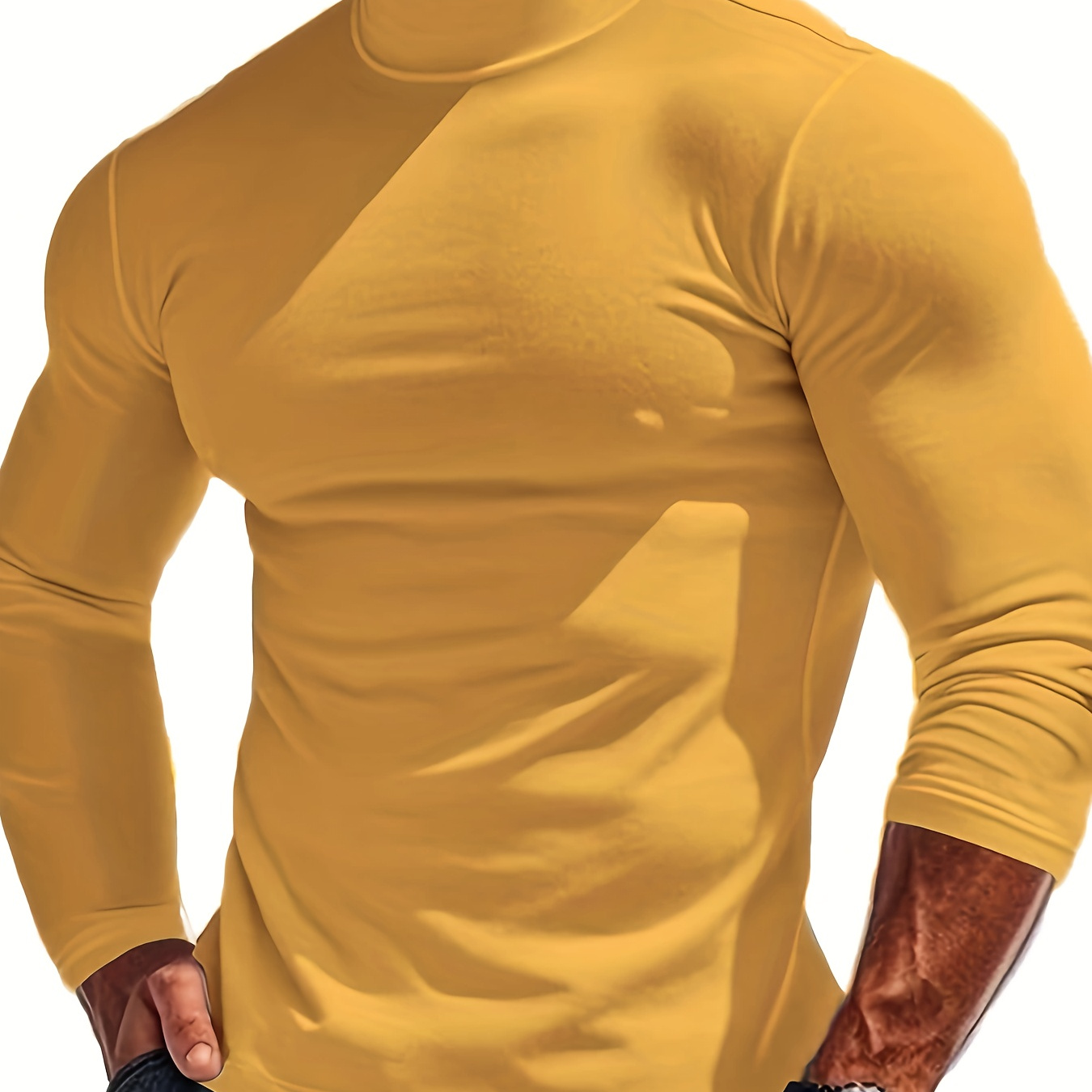 

Men' High-neck Slim Fit Turtleneck - Breathable Polyester, Machine Washable - Casual & Outdoor Activities