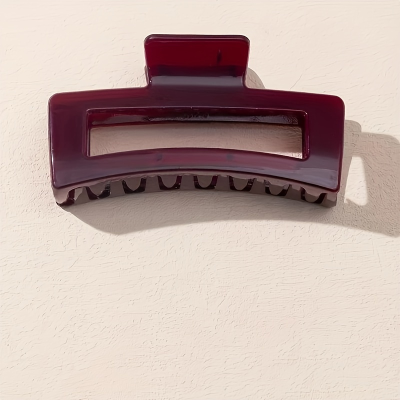 

Rectangle Hair Claw Clips Wine Red Solid Color Non-slip Strong Hold Grip Hair Jaw Clip For Thick Hair Accessories