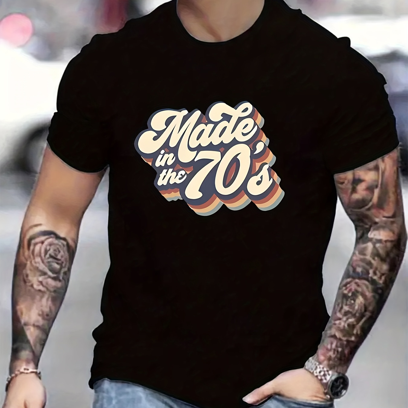 

Made In The 70's Print T Shirt, Tees For Men, Casual Short Sleeve T-shirt For Summer