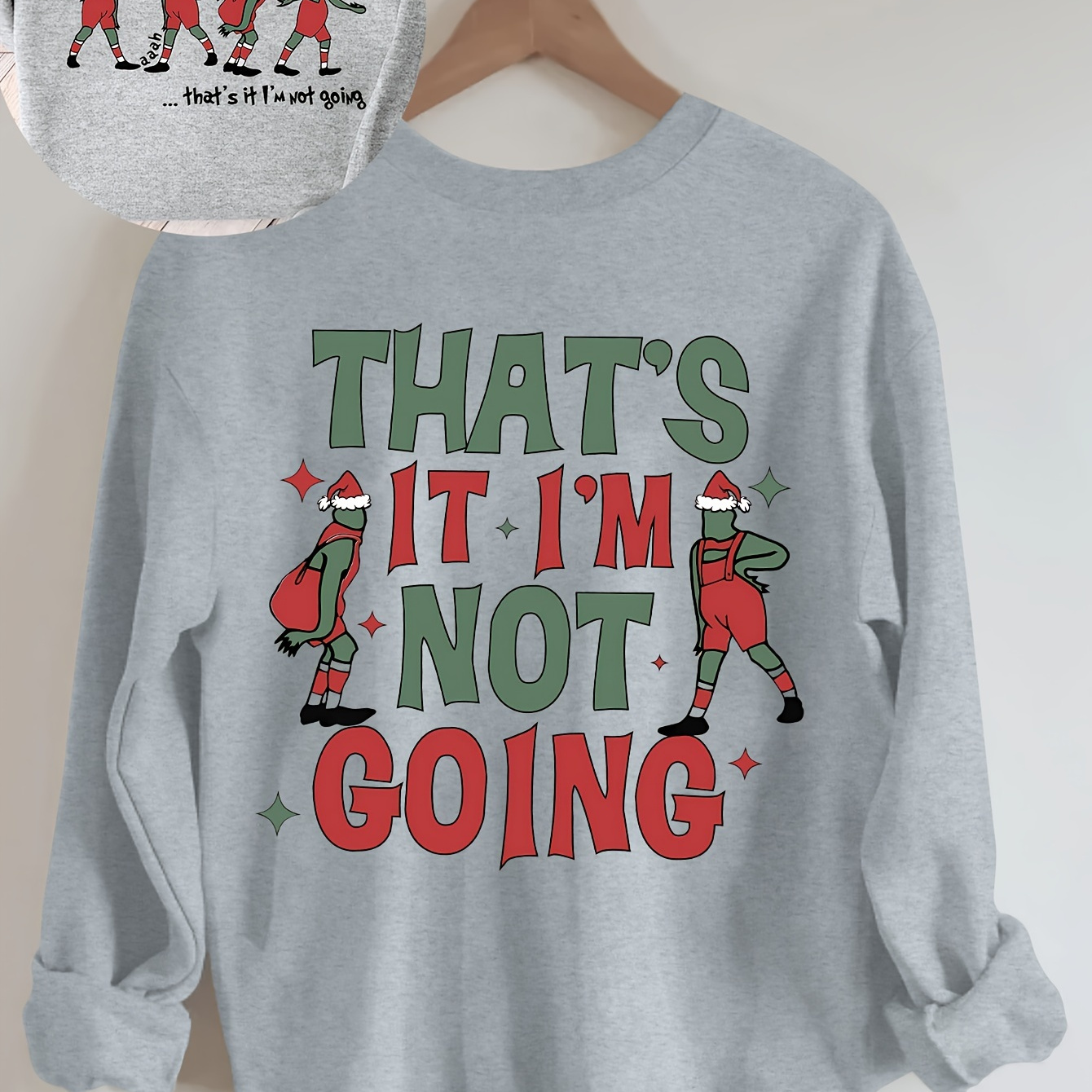 

1pc Women's Christmas Sweatshirt - Casual Crew Neck Polyester Knit Fabric Pullover For Fall/winter - ". " Holiday Theme