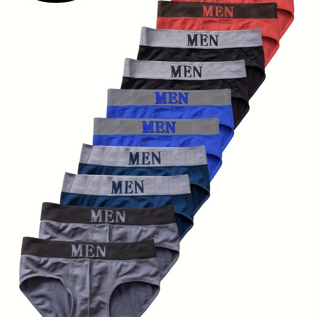 

10pcs Men' Briefs - Breathable, Underwear With High Stretch & Cotton , Non-transparent, Letter Pattern - Sizes S/m Recommended