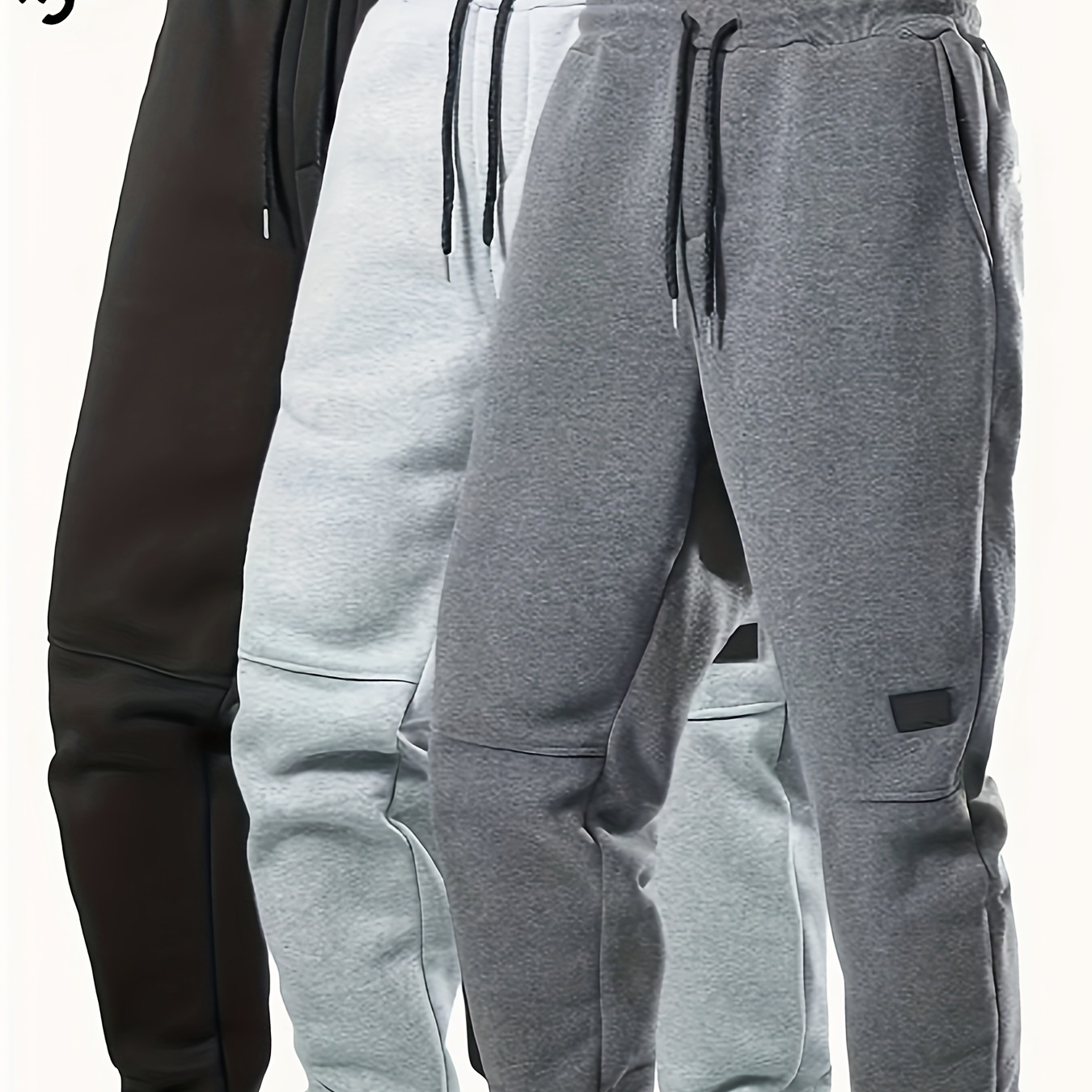 

Kj-long Pants 011 Men's Fleece Lined Solid Color Polyester Casual Trousers