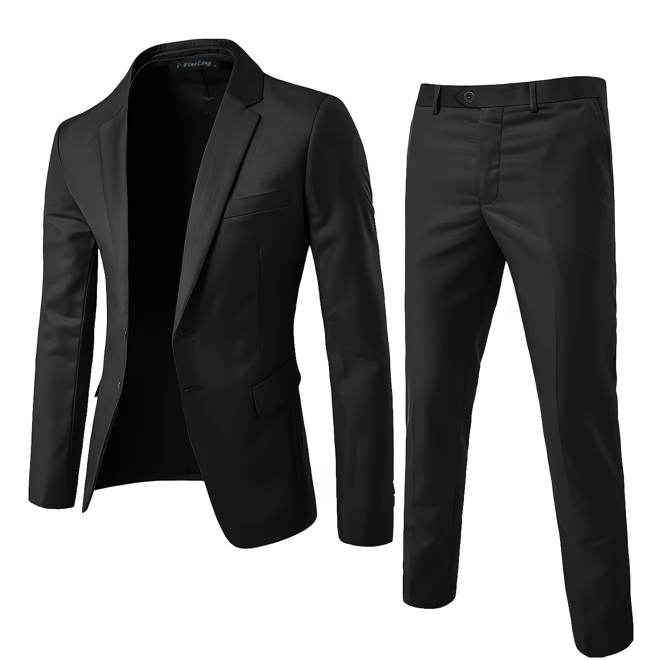 

2-piece Men's Solid Single-breasted Suit Set, Formal Jacket And Trousers Ensemble, Light Business Style