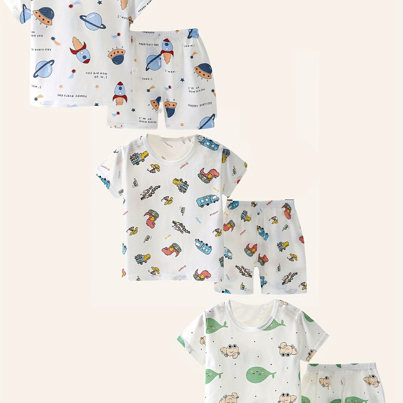 

6pcs Summer Outfit Set For Kids - T-shirts & Fun , For , For