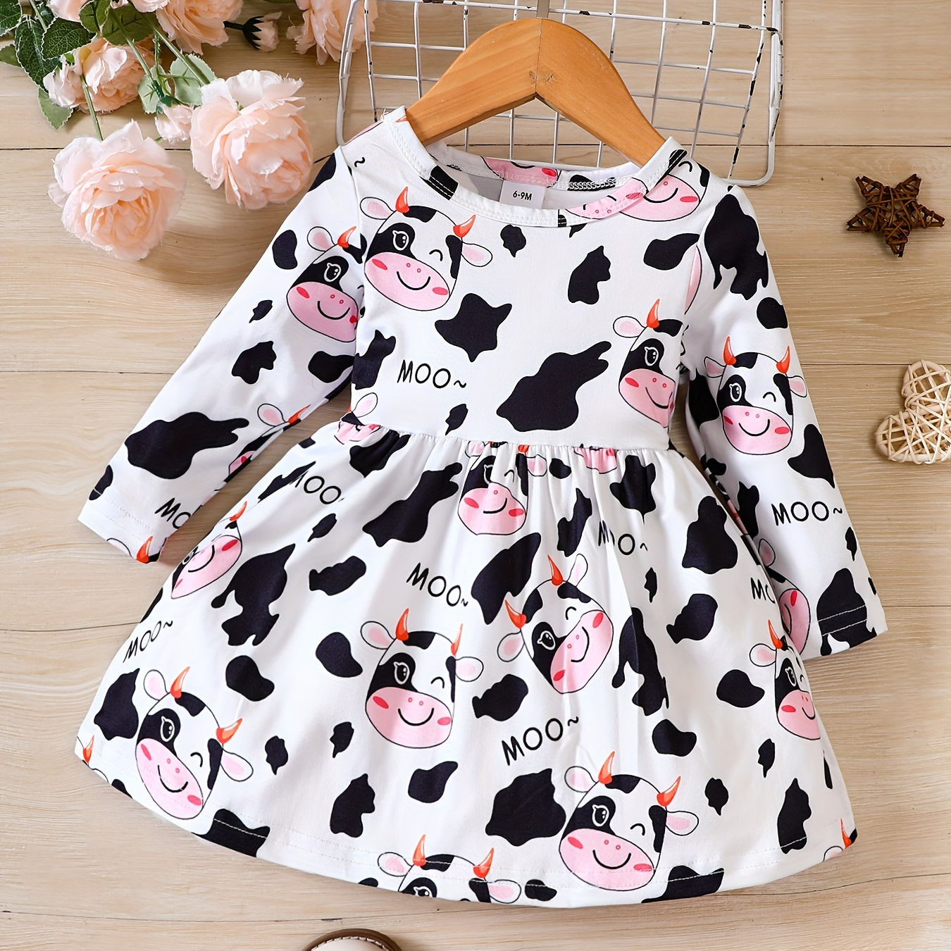 

European And American Baby Girl Cow Printed Cute Dress