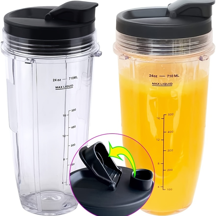  16 Oz Single Serve Blender Cup with Lid - 2Pcs Ninja Blender  Cups Replacement Shaker Cup 16 Oz Cup for Bl770 Bl780 Bl740 Bl810 Nutri Ninja  Blender Cups for Smoothies 