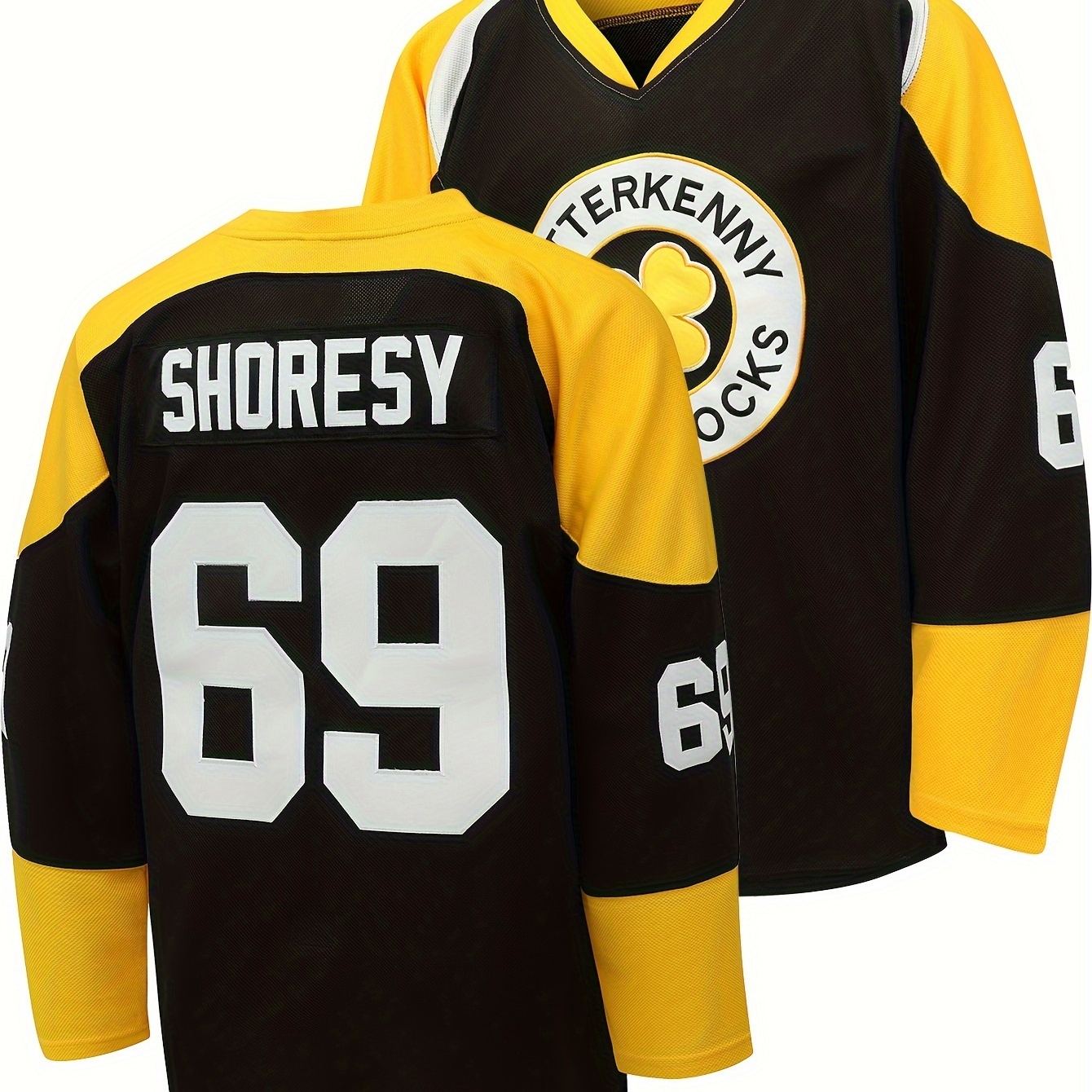 

Men's # 69 Dog Ice Hockey Sports Shirt, Loose Embroidered Long Sleeves, Sports Fashion Casual, Street Breathable